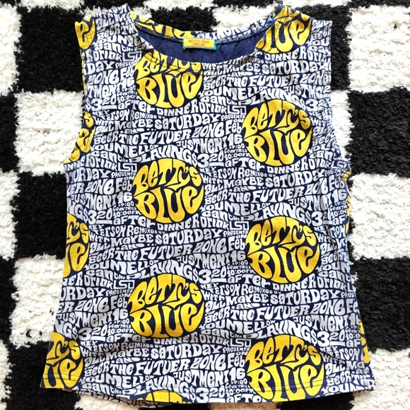 Hurry! Store Close Next WOne Of Kind Japenese Brand Betty's Blue Indigo LogoTank - Picture 1 of 5
